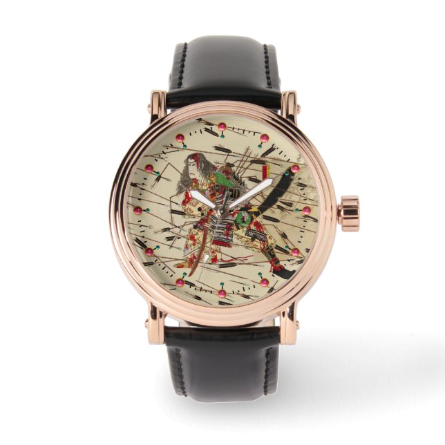 武士の正行は矢の雨に当たって戦っている 腕時計 (正面)