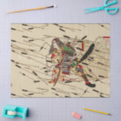 武士の正行は矢の雨に当たって戦っている 薄葉紙 (クラフト)