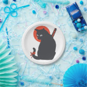 武士の猫たち – 背景色を選ぶ ペーパープレート (パーティー)