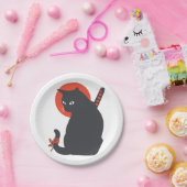 武士の猫たち – 背景色を選ぶ ペーパープレート (パーティー)