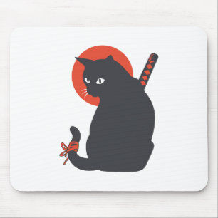 武士の猫たち – 背景色を選ぶ マウスパッド