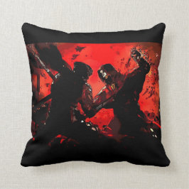 武士対忍者の水彩画の芸術の装飾用クッション クッション