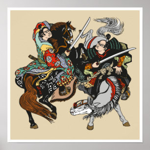 武士日本のの戦い。グラフィックアート ポスター