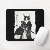 武士猫戦士の墨絵 - 日本の芸術ネコ マウスパッド (マウス)