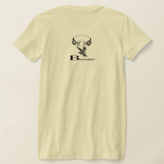 武士道の婦人は細身のTシャツという理念を持つ Tシャツ (レイダウン裏面)