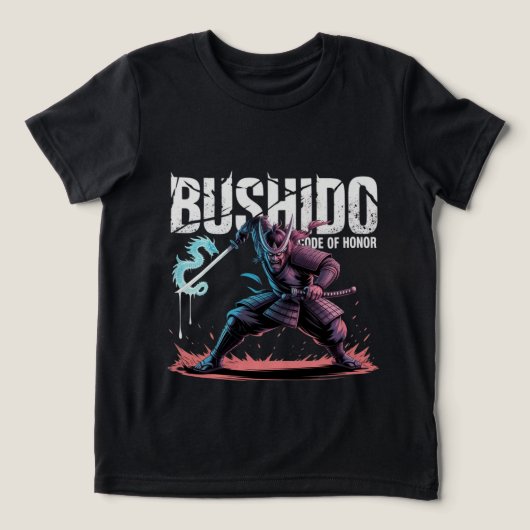 武士道サムライ武者アニメベクトルロゴ トライブレンドTシャツ (デザイン正面)