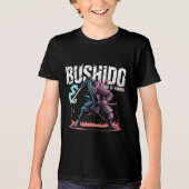 武士道サムライ武者アニメベクトルロゴ トライブレンドTシャツ (正面)