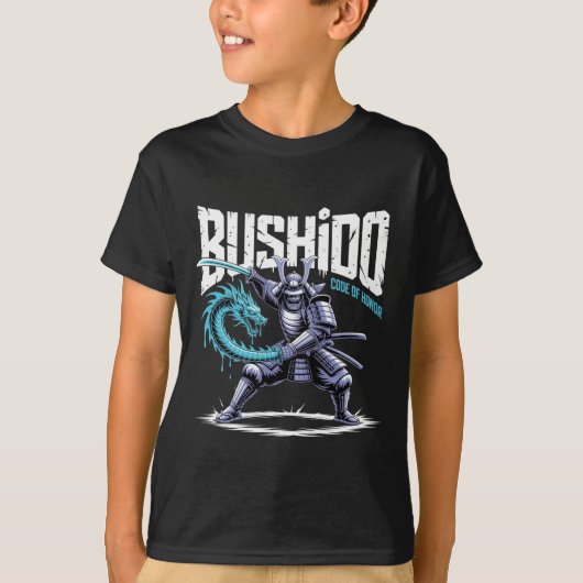 武士道サムライ竜剣グラフィック Tシャツ (正面)