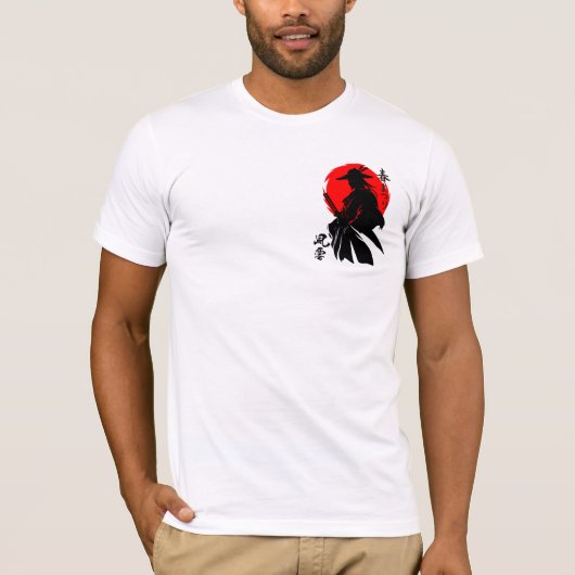 武士道愛好家のための大胆なサムライ・アート Tシャツ (正面)