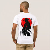 武士道愛好家のための大胆なサムライ・アート Tシャツ (裏面フル)
