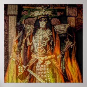 武士道日本の武具侍スカル ポスター