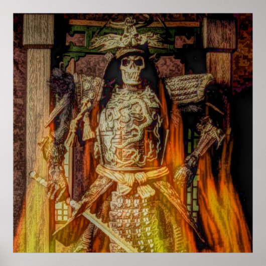 武士道日本の武具侍スカル ポスター (正面)