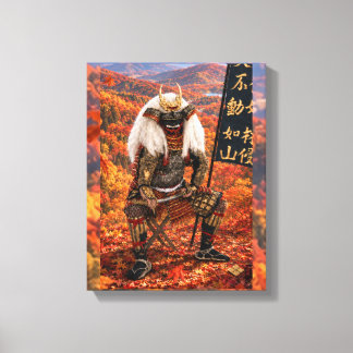 武田信玄サムライ鎧兜の秋11x14 キャンバスプリント