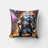 武者猫(剣白熱［赤熱］光を放つ) クッション (正面)
