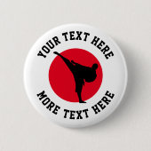 武術アカスタムート空手のキックシルエットボタン 缶バッジ (正面)