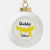 武術アーツイエローベルトランク セラミックボールオーナメント (正面)