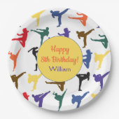武術アーツカラートキッズボーイズパーティーハッピーバースデー ペーパープレート (正面)
