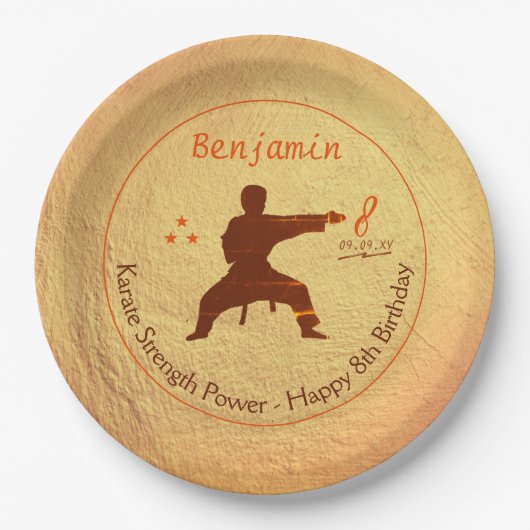 武術アーツカーテパーティー8子供の誕生日 ペーパープレート (正面)