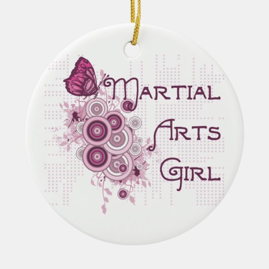 武術アーツガールピンクバタフライ セラミックオーナメント (正面)