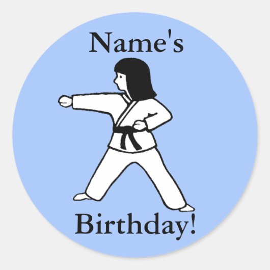 武術アーツガール誕生日シール ラウンドシール (正面)