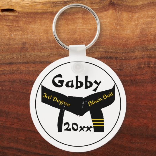 武術アーツサージディグブラックベルトキーチェーン キーホルダー (正面)