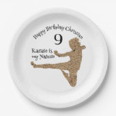 武術アーツジャパンシルエット空手ボーイ誕生日 ペーパープレート (正面)
