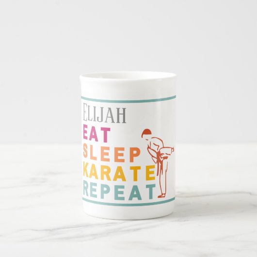 武術アーツジャパン空手キックシルエット ボーンチャイナマグカップ (正面)