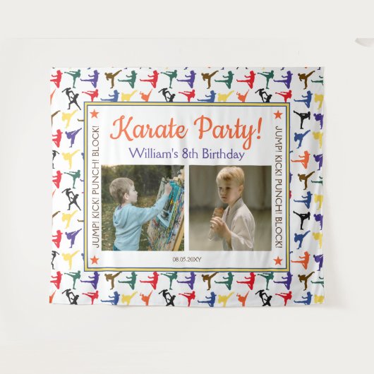 武術アーツジャパン空手子供の誕生日背景 タペストリー (正面(横))