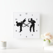 武術アーツスパーリングシルエット スクエア壁時計 (ホーム)
