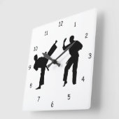 武術アーツスパーリングシルエット スクエア壁時計 (傾斜)