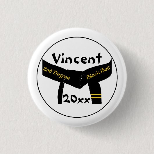 武術アーツセカンドディグブラックベルトボタン 缶バッジ (正面)