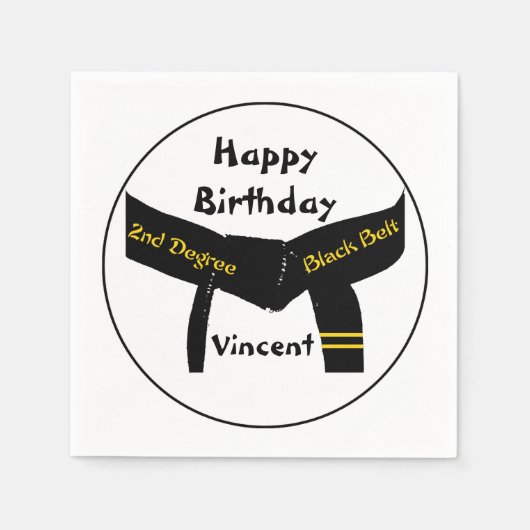武術アーツセカンドディグブラックベルト誕生日 スタンダードカクテルナプキン (正面)