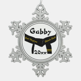 武術アーツセカンドディグブラックベルト スノーフレークピューターオーナメント