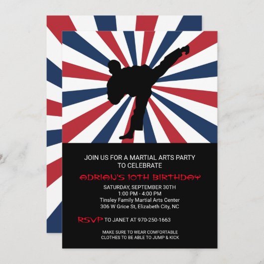 武術アーツバースデーパーティ招待状 招待状 (正面/裏面)