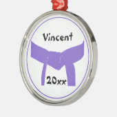 武術アーツパープルベルト メタルオーナメント (左)