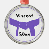 武術アーツパープルベルト メタルオーナメント (正面)