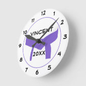 武術アーツパープルベルト ラウンド壁時計 (傾斜)