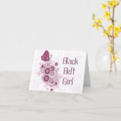 武術アーツピンクバタフライブラックベルトガール カード (黄色い花)