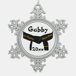 武術アーツファーディグブラックベルト スノーフレークピューターオーナメント