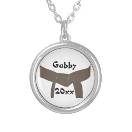 武術アーツブラウンベルト シルバープレートネックレス