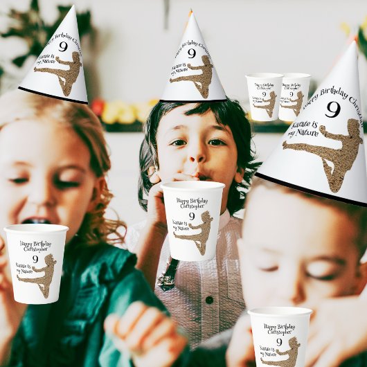 武術アーツブラックシルエットキッズカラテ誕生日 紙コップ