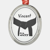 武術アーツブラックベルトクラブデイテッド メタルオーナメント (左)