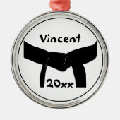 武術アーツブラックベルトクラブデイテッド メタルオーナメント (正面)