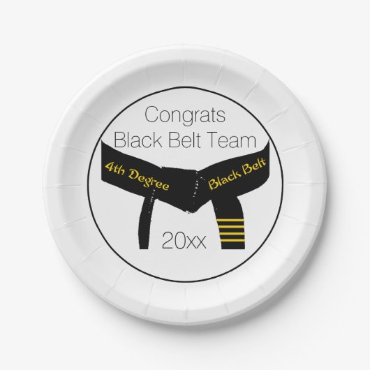 武術アーツブラックベルトテストパーティーおめでとう ペーパープレート (正面)