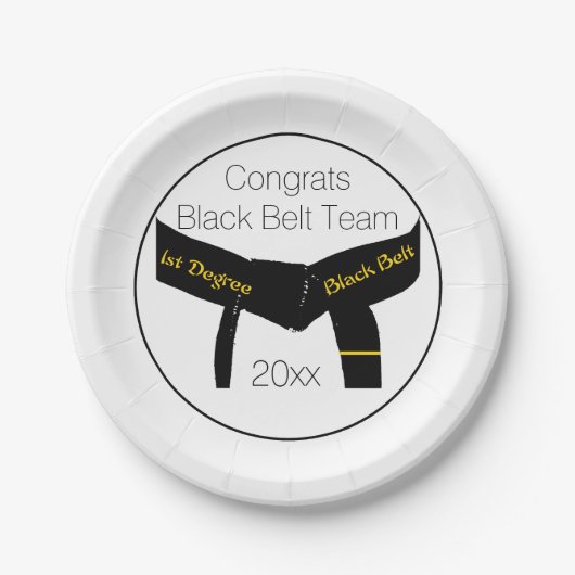 武術アーツブラックベルトテストパーティーおめでとう ペーパープレート (正面)