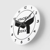 武術アーツブラックベルトラウンド ラウンド壁時計 (傾斜)