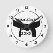 武術アーツブラックベルトラウンド ラウンド壁時計 (正面)