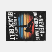 武術アーツブラックベルト空手柔術実武元道 フリースブランケット (正面(横))