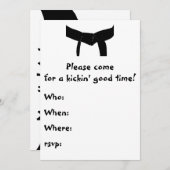 武術アーツブラックベルト誕生日パーティーの招待状 招待状 (正面/裏面)