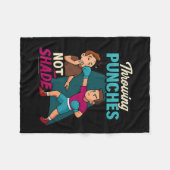 武術アーツボクシングユーモスラウンドパンシュデザイン フリースブランケット (正面(横))